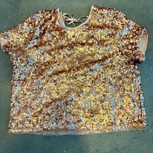 Abercrombie & Fitch gold sequin T-shirt size L